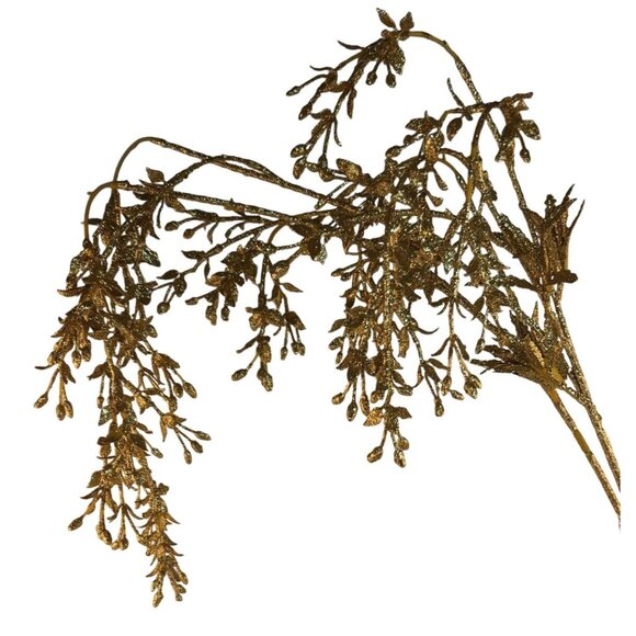 Glittery Gold Artificial Floral Branches For Holiday Decor Centerpiece Crafts - Picture 2 of 9